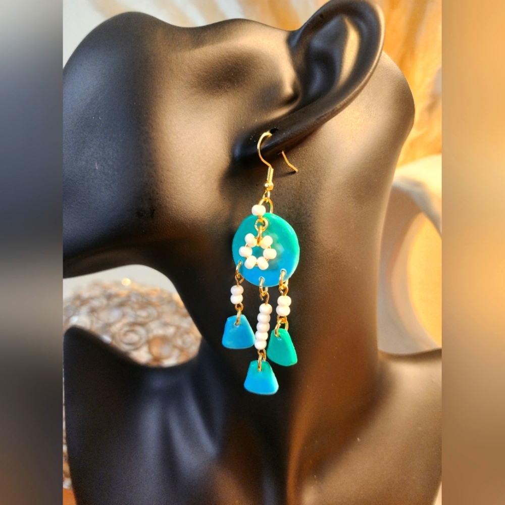 Hand crafted Polymer/Beads Earring